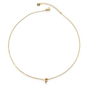 Collier pendentif tendance plaqué or en acier inoxydable 316L, chaîne ras-du-cou avec initiale lettre F - Product Image 1