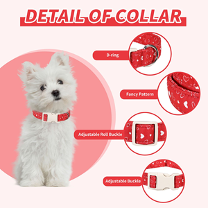 Collier pour chien et chat en polyester, durable, réglable, confortable, lavable, avec décoration florale, série rose, tailles S/T/L - Product Image 6