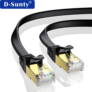 สายอีเธอร์เน็ตแบบแบน Cat7 PVC สำหรับภายนอกอาคาร STP 5 ม. 10 ม. 15 ม. สีดำ ทองแดงแท้ ความเร็วสูง สายแพทช์เน็ตเวิร์ค สำหรับโครงการ ขายส่ง - Product Image 3