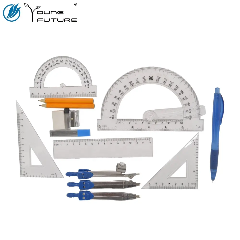 Set Kompas Instrumen Matematika, 15 Buah Alat Menggambar Matematika, Instrumen Matematika, Set Kompas