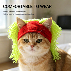 Ensemble de perruques amusantes pour animaux de compagnie, chats, petits chiens, perruque tressée en fil réglable, perruque <span class=keywords><strong>bob</strong></span>, pince à cheveux avec nœud, accessoire <span class=keywords><strong>photo</strong></span> pour Halloween et cosplay - Product Image 4