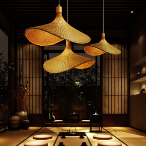 Bamboo Woven Pendant <b>Light</b> 30-100cm <b>LED</b> Round Single Head Chandelier For <b>Tea</b> Room Zen Japanese Style - Product Image 1