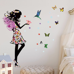 Removable Cô Gái Phòng Ngủ Trang Trí Nội Thất Cổ Tích Wallsticker 3D Tường Sticker PVC Sticker 1 Cái/Opp Túi Một Tấm 50*70Cm, Như Dưới Đây - Product Image 2