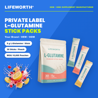 LIFEWORTH - Paquetes de L-Glutamina en Polvo de Marca Privada, 5 g, Sobres para la Recuperación Intestinal, Soporte Digestivo, 30 Sobres, OEM, ODM, Personalizado, GMP