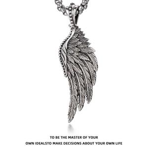 Collar con Colgante de Ala de Ángel, Acero Inoxidable, Joyería de Moda, Diseño Personalizado, Amuleto de Pluma, Estilo Vintage, Cadena para Hombre y Mujer, Regalo - Product Image 2