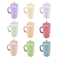 Gobelet à paille en silicone avec motif mignon pour enfants, grande capacité, pour utilisation en voiture et en extérieur, rentrée scolaire