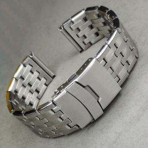 20mm 22mm metal doblado semi sólido 7 Cuentas de acero inoxidable correa de reloj pulsera - Product Image 2