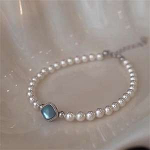 Pulsera de Perlas de Agua Dulce de Alta Gama de Zhizhen Jewelry, con Bolas de Oro y Plata, Incrustaciones de Azul Marino, Estilo Ins - Product Image 3