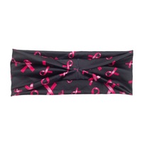 Bandeau large élastique respirant sans serre-tête, ruban rose sensibilisation au cancer du sein, en soie et polyester, vente en gros pour femmes