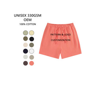 กางเกงขาสั้นผ้าฝ้ายเทอร์รี่ระบายอากาศสำหรับผู้ใหญ่100% 330gsm มีฮู้ดแบบลำลองฤดูร้อนออกแบบได้ตามต้องการ - Product Image 1