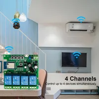 Module d'interrupteur intelligent WiFi Tuya 12V/24V/220V RF 433MHz, contrôle à distance des appareils, relais 4 canaux, contrôle par application Alexa Google Home