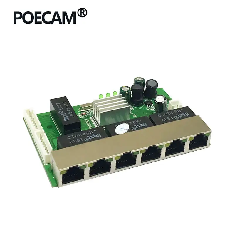 10/100/1000 Mbps 8 포트 네트워크 스위치 관리되지 않는 스위치 모듈 6 포트 Rj45 2 Pcs 8pin 헤더 허브 PCBA