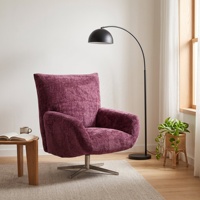 Fauteuil d'appoint pivotant, chaise longue individuelle en tissu chenille, chaise design à base croisée en acier inoxydable pour salon et hôtel