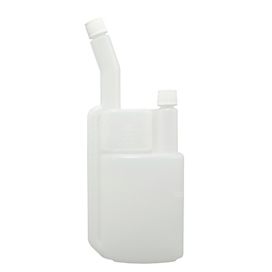 Natural-Colored 2 oz 60ml HDPE <b>Flat</b> Long Neck Dual Chamber Squeeze <b>Screw</b> Cap Bottle Soap Luzernpack - Product Image 1