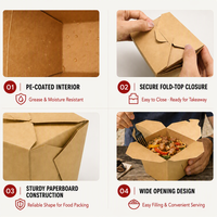Boîtes à emporter personnalisées en papier kraft brun jetables pour frites, nuggets de poulet, biscuits, en-cas, emballages