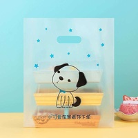Sac cadeau en plastique PE givré de qualité alimentaire avec imprimé lapin mignon, poignée découpée, thermoscellable pour l'emballage de desserts, biscuits et gâteaux