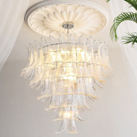 Lustre en verre de Murano français moderne et coloré à 5 niveaux pour salon