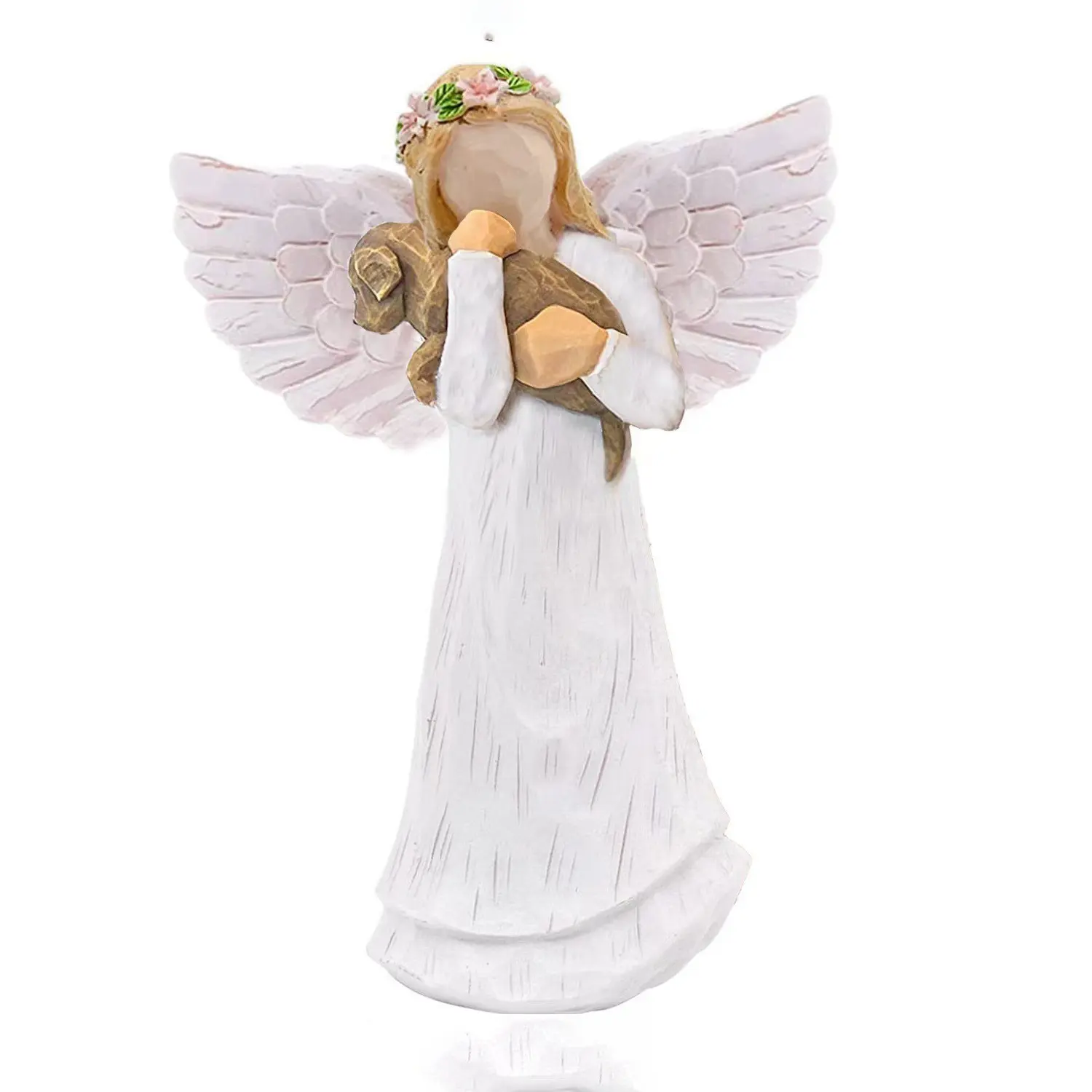 Creative resin crafts holding dog angel young girl sculpture figure model resin decoration