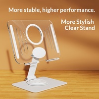 Support de bureau en acrylique pour téléphone et tablette avec design pliable rotatif à 360 degrés pour l'apprentissage et le streaming en direct