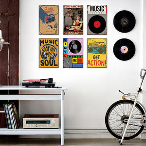 Panneau en métal rétro avec motif <span class=keywords><strong>vinyle</strong></span> musical et tourne-disque, décoration murale pour studio, bar, cave des hommes et les amateurs de musique - Product Image 1