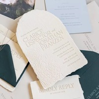 Carte d'invitation de mariage personnalisée en papier coton effet miroir style européen, faite à la main, pour cérémonie moderne, destination, amour