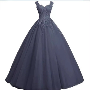 <b>Ball</b> Gown Evening Dress Royal Blue Chiffon Sweetheart Neckline Empire Waist Floral Print Long Party Dress - Product Image 5