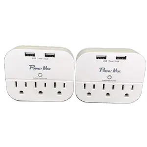 3 AC Outlets powercube wall plate Surge Suppressor, Wall Plate with USB, 450 j surge protection