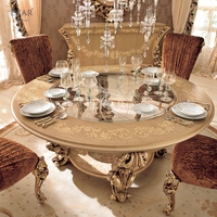Nouveau design Ensemble de table à manger en bois rond de style baroque-Ensembles élégants pour cocktails et salles à manger