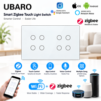 Panneau de commande tactile intelligent Zigbee 8 gangs avec contrôle lumineux séparé, fonctionnement via application, indicateur LED, installation standard dans boîtier mural