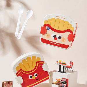 Sans Bpa Mignon enfants Frites Poulet frit conteneur boîte à lunch <span class=keywords><strong>bento</strong></span> avec cuillère en plastique enfants boîte à lunch pour l'école - Product Image 3