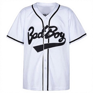 INDEX SPORTSWEAR Camiseta de Béisbol Personalizada con Logotipo Bad Boy, Blanca, Manga Corta, Unisex, para Adultos, Absorbe la Humedad, para Todas las Temporadas, con Botones al Frente - Product Image 1
