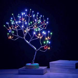 Lampe de bureau <span class=keywords><strong>en</strong></span> forme de lanterne Bonsaï, lampe de nuit LED de bureau, <span class=keywords><strong>arbre</strong></span> <span class=keywords><strong>en</strong></span> fer, branche argentée, feuille dorée perlée, étoile, <span class=keywords><strong>arbre</strong></span> de Noël - Product Image 4