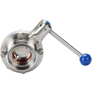 Aohoy Food Grade 304 316 Sanitary Stainless Steel Male Thread Type Butterfly Valve With Sms Union