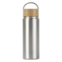 Botol air desain baru 12/18oz, botol minum lurus luar ruangan portabel dengan tutup bambu ramah lingkungan, botol air olahraga baja tahan karat untuk hadiah bisnis
