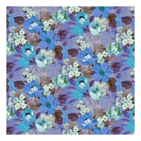 Tela de poliéster para mujer, 3D estampado de flores, azul, a la moda, para boda