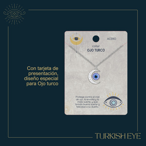 Collana occhio turco in acciaio Color argento con catena a maglie alla moda placcata in oro con zircone di perle diamantate per regalo o festa - Product Image 4
