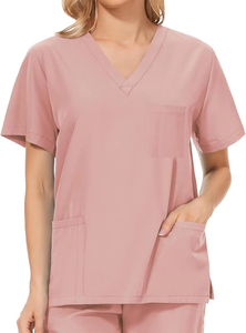 Conjunto de Uniforme de Enfermera para Mujer, Top Elástico con Cuello Redondo de Secado Rápido, Pantalones de Yoga con Cordón Ajustable, Corte Ajustado, Ropa de Trabajo Médica - Product Image 2