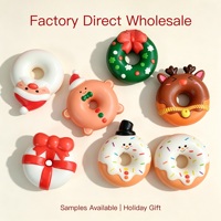 Jouets Squishy Donut de Noël en PU à Remontée Lente, Jouets Anti-Stress à Presser en Forme d'Aliments, Cadeau de Fêtes, Vente en Gros