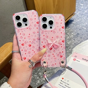 Style français Portable pour 16promax étui <span class=keywords><strong>de</strong></span> téléphone portable pour Apple IPhone15 petite poignée <span class=keywords><strong>de</strong></span> téléphone en TPU Design papillon cerise florale pour - Product Image 1