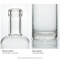 Bouteille en verre vide de 700 ml à large ouverture pour spiritueux (Whisky, Rhum, Gin, Vodka) – Modèle classique et élégant du fabricant