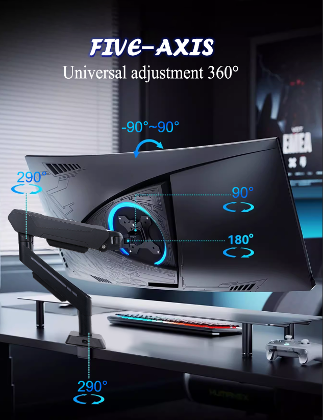 ORANGLES RGB Gaming Monitor Arm | Adjustable Swing Desk Mount, Single LCD/LED Arm, Full Motion Gas Spring Stand for 17-32" Screens (Kuwait) - detailed closeup view - illustrating benefits - Image 3 of 6 | created for all | Shop RGB Gaming Monitor Arm | Adjustable Swing Desk Mount, Single LCD/LED Arm, Full Motion Gas Spring Stand for 17-32" Screens (Kuwait) North Carolina | Free Shipping ORANGLES