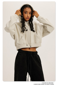 Sweat-shirt d'hiver pour homme, style boxy, lourd, uni, court, streetwear, personnalisé, pull-over - Product Image 2