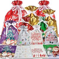 Sacs à cordon décoratifs en plastique style américain, modèle Jm556 de la marque Jm, ensemble de sacs cadeaux de Noël 2026, vente en gros