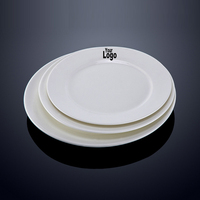 Assiettes plates rondes en porcelaine blanche imprimée de logo personnalisé et assiettes en céramique pour restaurants boîte à couverts Plato