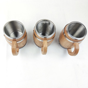 خشبية كوب للبيرة كوب خشبي 14oz عالية الجودة البلوط مصنع الإنتاج اليدوي - Product Image 5