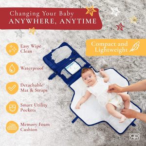 Échantillon gratuit nouveauté tapis à langer portable voyage pour bébé matelas à langer avec oreiller pliable sac à langer bleu pour changer - Product Image 3