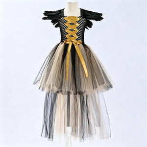 <span class=keywords><strong>Costume</strong></span> da <span class=keywords><strong>Strega</strong></span> per <span class=keywords><strong>Bambina</strong></span> con Gonna a Strascico e Spalline in Piume Nere per Carnevale Halloween Cosplay DP111 - Product Image 6