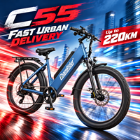 Vélo électrique Chamrider 203 mm avec frein à disque hydraulique, 48 V 55 Ah, pneus larges 26x3.0, couple de 80 Nm, cadre bas, pour livraison de marchandises, modèle C 55