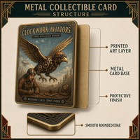 Carte de collection en métal personnalisée, style aviateur mécanique, avec impression artistique multicouche, thème steampunk, carte à collectionner, emballage cadeau