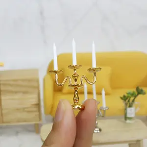 DollLand Miniature Food Toy Model Scene Doll House Accessories Mini 3 Candle Light candlestick Ornaments